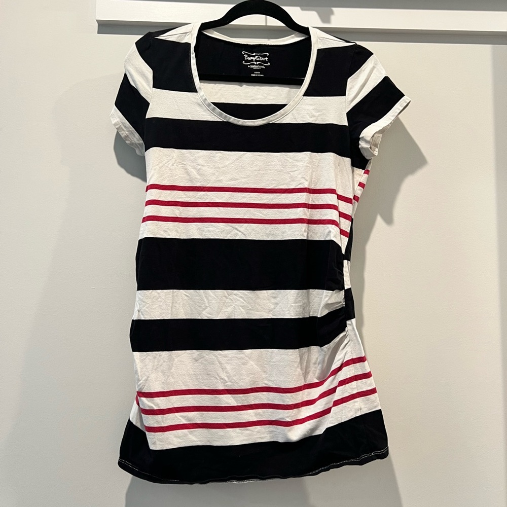 Bump Start Maternity Striped Short Sleeve Tee - M